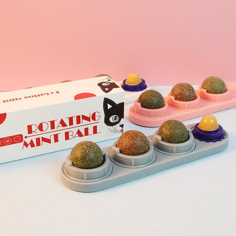 Cat Toy Catnip Ball Lick Solid Nutrition Help Digestion Wall Mount Hair Remover
